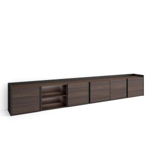 Mueble tv, 309x35x50cm, roble oscuro y negro, LED rf4814