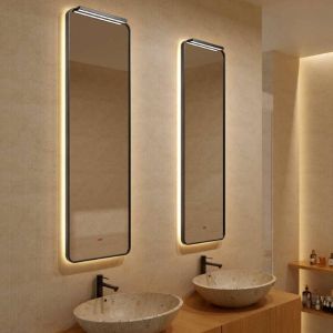 Espejo de baño LED rectangular palermo 50x150 cm black gun metal antivaho