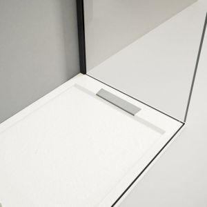 Plato de ducha resina lux blanco  90x150cm rejilla acero inox.