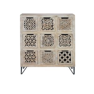 Cómoda de madera de mango en color blanco envejecido 112 cm