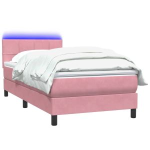 vidaXL cama box spring con colchón terciopelo rosa 80x220 cm