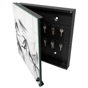 Caja guarda llaves 30x30x5 naturaleza del bambú, apertura izquierda