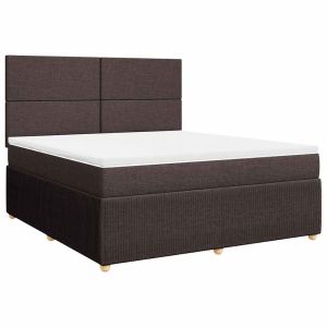 vidaXL cama box spring con colchón tela marrón oscuro 180x200 cm