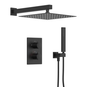 Sistema de ducha empotrado - negro mate - 12 pulgadas
