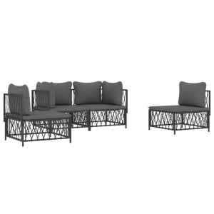 vidaXL juego muebles de jardín 4 pzas y cojines acero gris antracita