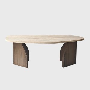 Mesa baja de madera "rock" - 100 x 60 x 35 cm - travertino