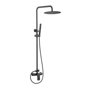 Valaz barra de ducha monomando redonda ajustable 120cm negro mate - 30cm