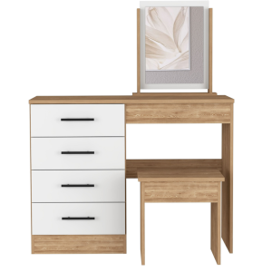 Mesa de maquillaje con espejo kaia y asiento incluido miel / blanco