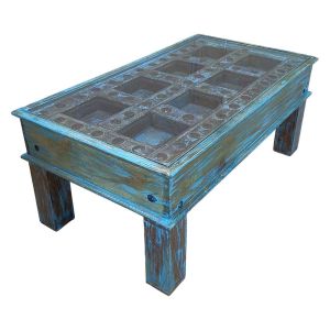 Mesa de centro de madera artesanal 107x57x45h cm