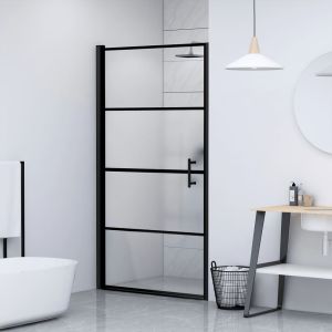vidaXL puerta de ducha vidrio semiesmerilado negro 91x195 cm