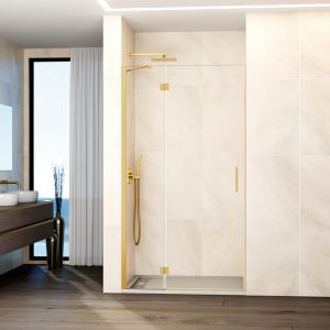 Mampara glass panel fijo + puerta abatible 117-120 cm (40+80) oro