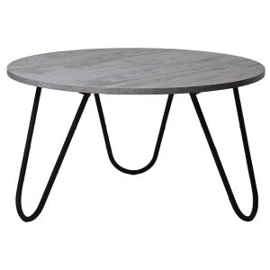 Mesa centro madera patas metal negro, madera blanco lavado