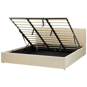 Cama con almacenaje dreux tela beige 180 x 200 cm