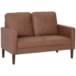 Sofá dos plaza 130x78x85 cm microfibra color marrón Homcom