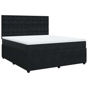 vidaXL cama box spring con colchón terciopelo negro 180x200 cm