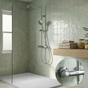 Columna de ducha redonda en inox bruma