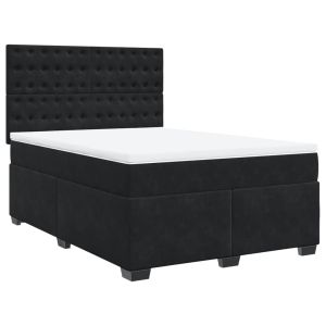 vidaXL cama box spring con colchón terciopelo negro 140x200 cm