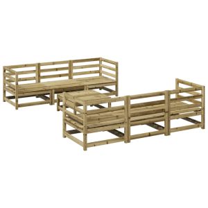 vidaXL juego de sofás de jardín 7 pzas madera de pino impregnada