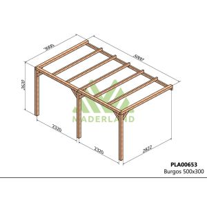 Pérgola de madera laminada adosada - burgos ad. 500x300cm (maderland)