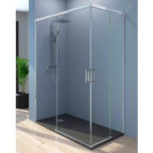 Mampara ducha rectangular frente 95 lateral 75cm transparente cromo
