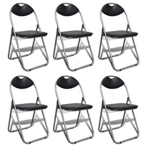 Sillas de comedor plegables 2 uds cuero sintético y acero negro qweo8866
