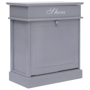 Mueble zapatero de madera de lownia gris 50x28x58 cm esxt6135