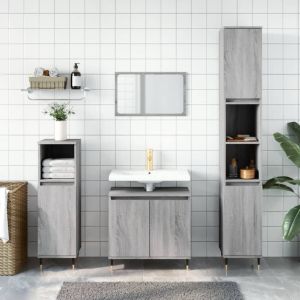 Set de muebles de baño 3 pzas madera contrachapada gris sonoma(sin lavabo)