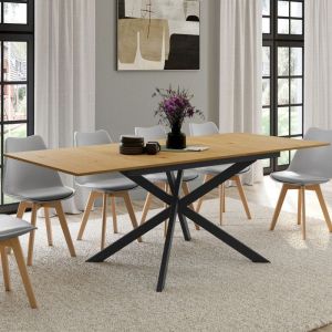Mesa comedor extensible ines madera negra - 160-200 cm