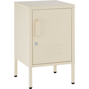 Tectake mesita noche acero, 2 compartimentos, 35 x 42,5 x 60,5 cm, crema