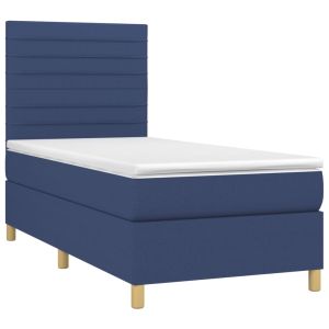 vidaXL cama box spring con colchón tela azul 90x200 cm