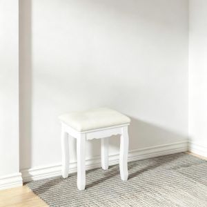 Taburete de tocador de terciopelo blanco para dormitorio y piano