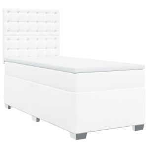 vidaXL cama box spring con colchón cuero sintético blanco 80x200 cm