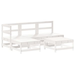 vidaXL juego de sofás de jardín 5 piezas madera maciza de pino blanco