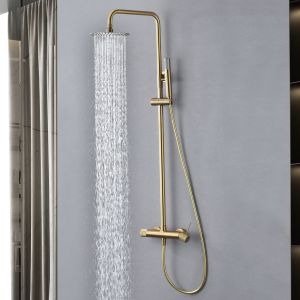 Imex - columna ducha monomando con grifo dorado serie line