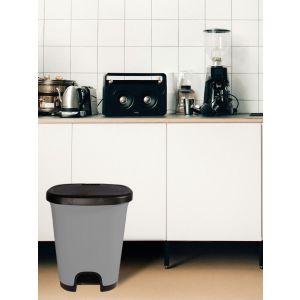 50 litros | negro - gris | cubo basura plástico moderno | apertura con ped