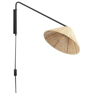Lámpara de pared palena ajustable ratán natural