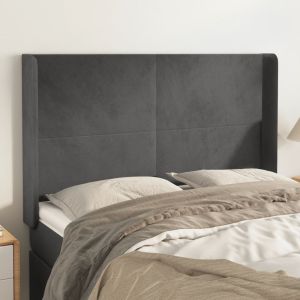 Cabecero con orejas de terciopelo gris oscuro 147x16x118/128 cm eso3775