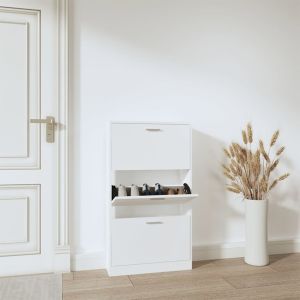 Mueble zapatero madera contrachapada blanco 59x17x108 cm