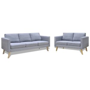 Set de sofás de 2 y 3 plazas de tela gris claro