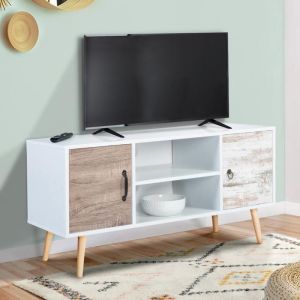 Mueble tv escandinavo bahia - 2 puertas - blanco - 113 cm