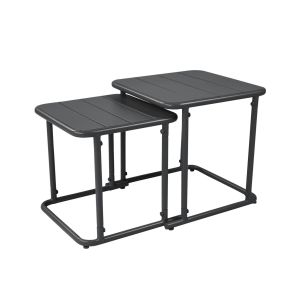 Mesa nido bistró cuadrada para exterior en acero antracita 45x45x45 cm