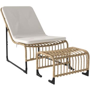 Conjunto sillón ratán 93x65x80 cm acero, pe bicolor Outsunny