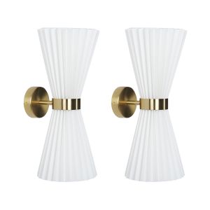 Conjunto de 2 lámparas de pared telang algodón blanco