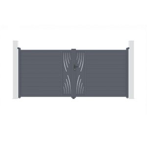 Puerta batiente regulable ancho 4m veleta h.180cm aluminio gris