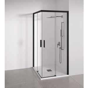 Mampara de ducha angular negra  87-89 x 72-74 cm bellobath
