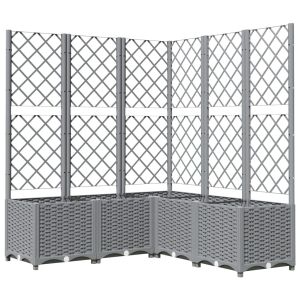 vidaXL jardinera con enrejado pp gris claro 120x120x136 cm