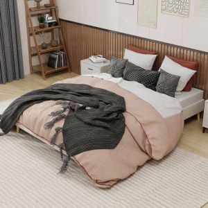 Cama doble 160x200cm baja tapizada con cabecero regulable
