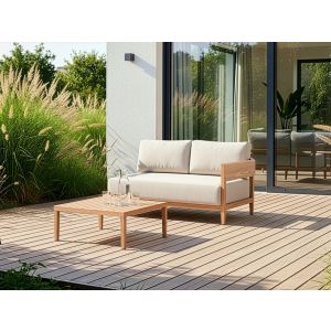 Sofá de jardín con mesa 2 plazas sampieri metal marrón claro