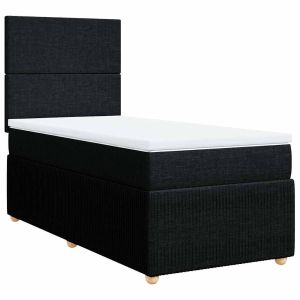 vidaXL cama box spring con colchón tela negro 90x190 cm