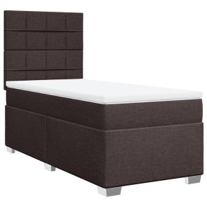 vidaXL cama box spring con colchón tela marrón oscuro 100x200 cm